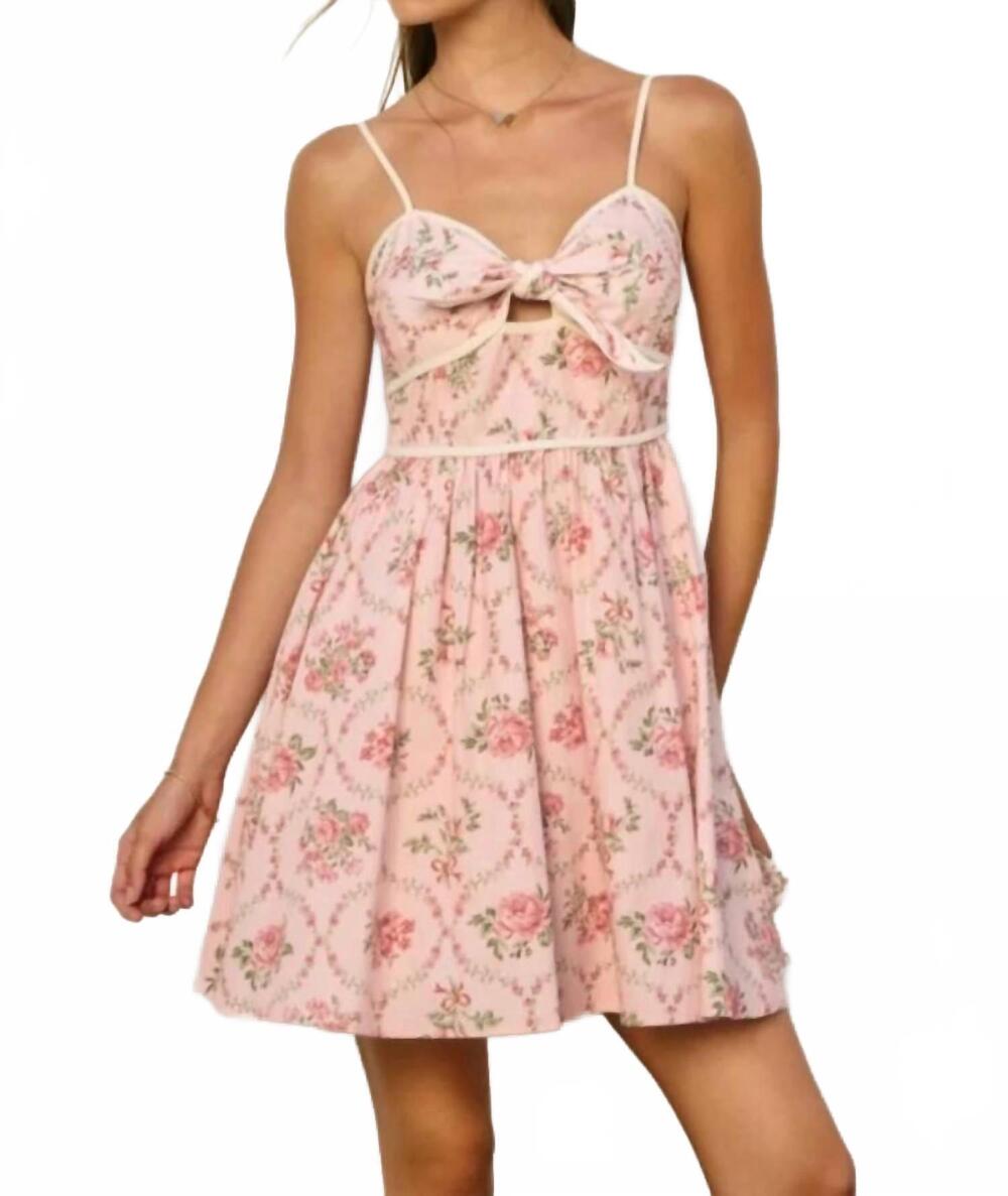 NEW DRESS FORUM front knot floral mini dress in romantic gardens